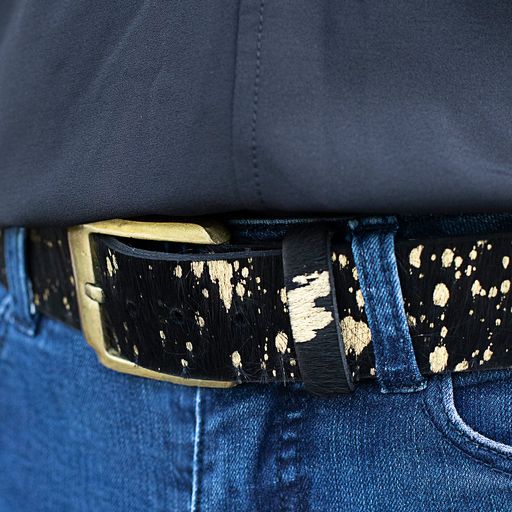 Hide Belt Wide | Black & Gold Foil