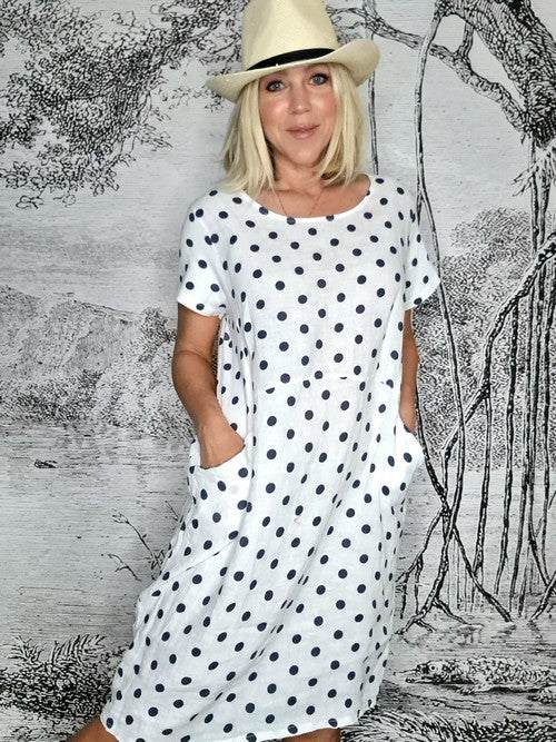 Helga May Polka Dot Jungle Dress | White