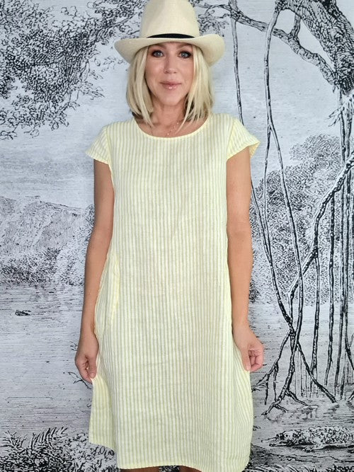 Helga May Pinstripe Kennedy Dress | lemon