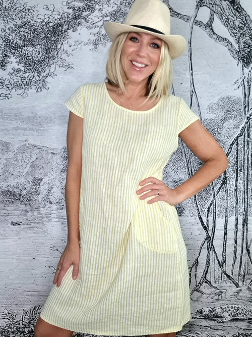 Helga May Pinstripe Kennedy Dress | lemon