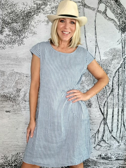 Helga May Pinstripe Kennedy Dress | Grey