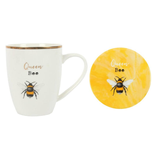 Queen Bee mug and coaster set