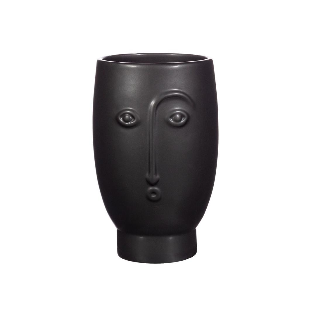Black Matte Face Vase