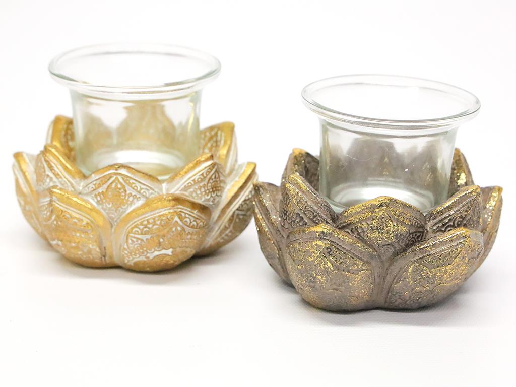 Lotus Polyresin Candleholder