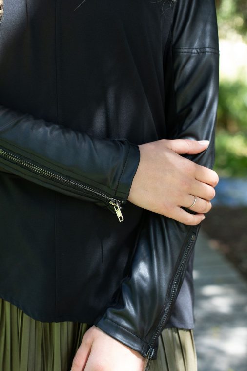 Black Zip Sleeve Top