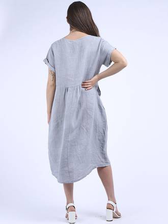Charlotte Linen Dress Light Grey