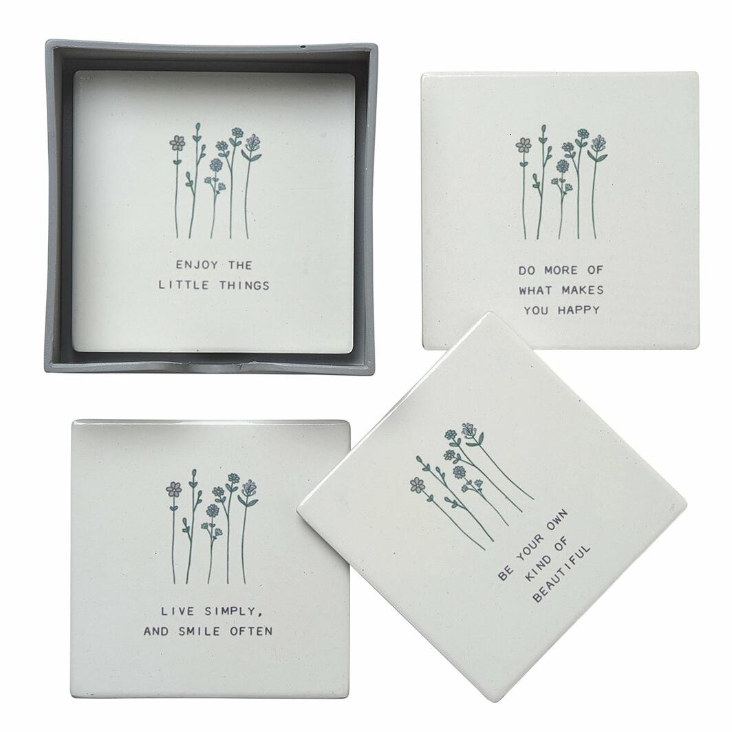 S/4 Wildflower Message Coasters