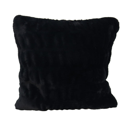 Faux Fur Ribbed Cushion | Black
