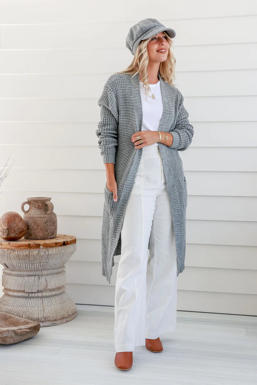 Grey long 2025 cardigan outfit