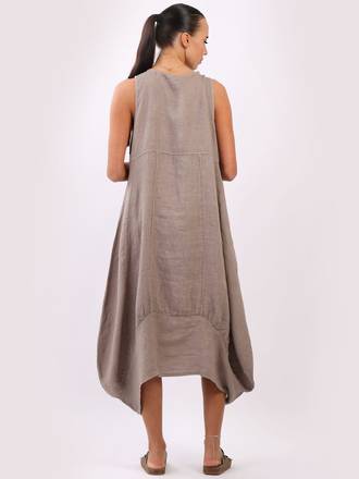 Gabriella Linen Dress Mocha