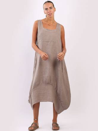 Gabriella Linen Dress Mocha