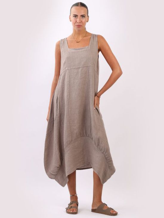 Gabriella Linen Dress Mocha
