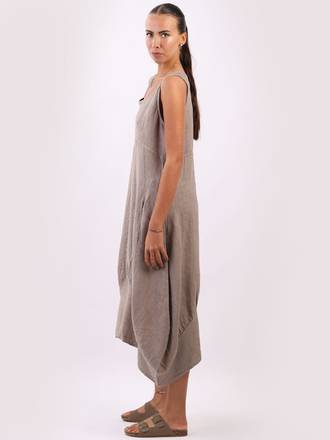 Gabriella Linen Dress Mocha