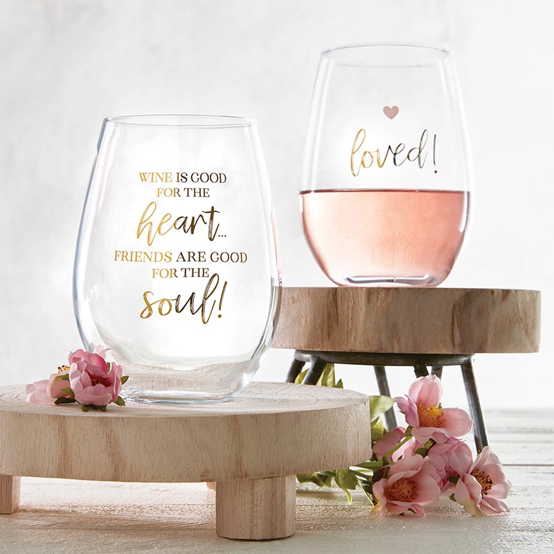 Stemless Wine Glass-Friends