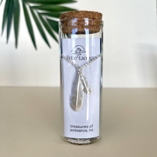 Little Taonga Silver | Huia Feather Necklace