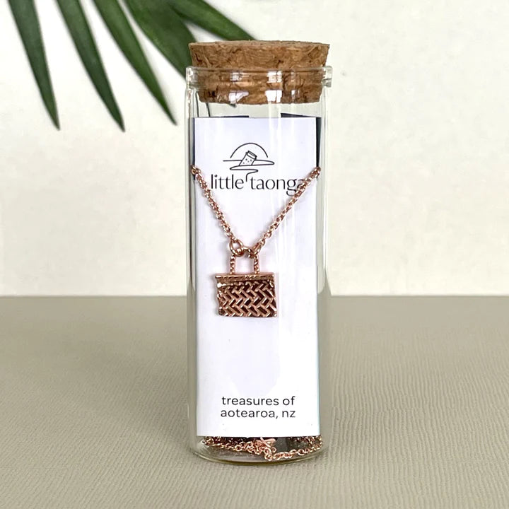 Little Taonga Kete Necklace | Rose Gold