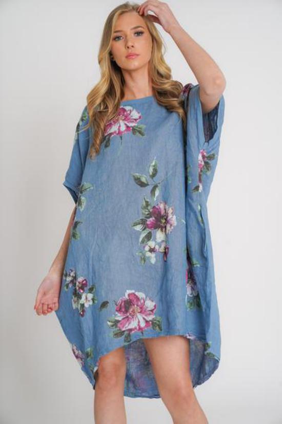 Adeline Linen Dress | Denim Blue