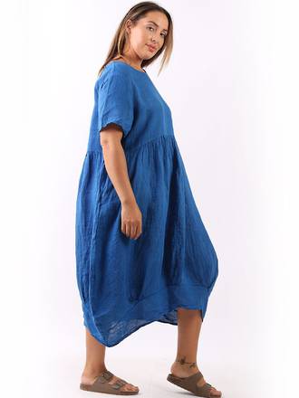 Mila Linen Dress Royal Blue