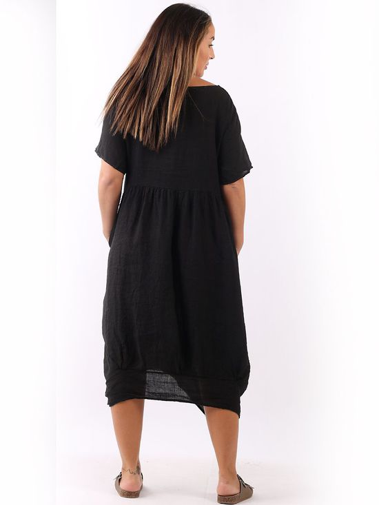 Mila Linen Dress | Black