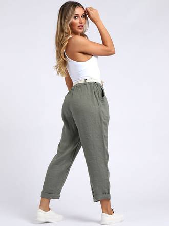 Marcella Linen Trousers | Khaki