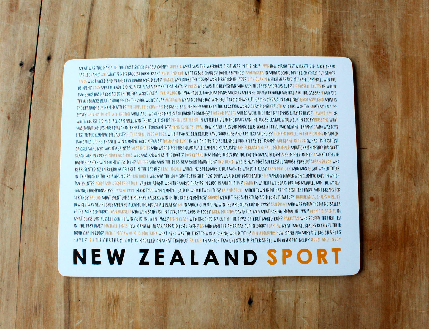 New Zealand Quiz Placemats