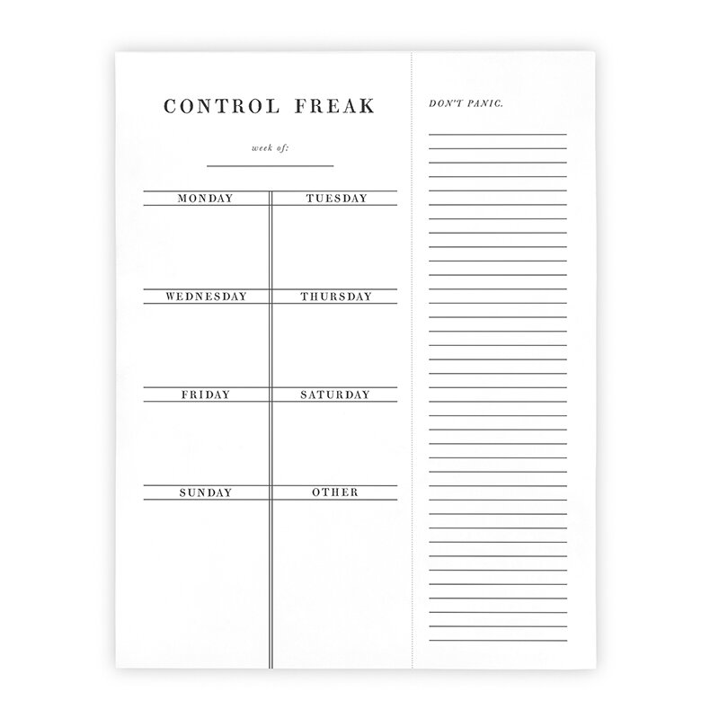 Weekly List Pad - Control Freak