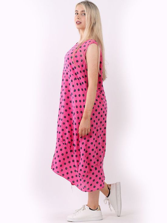Thea Spotted Dress | Fuchsia