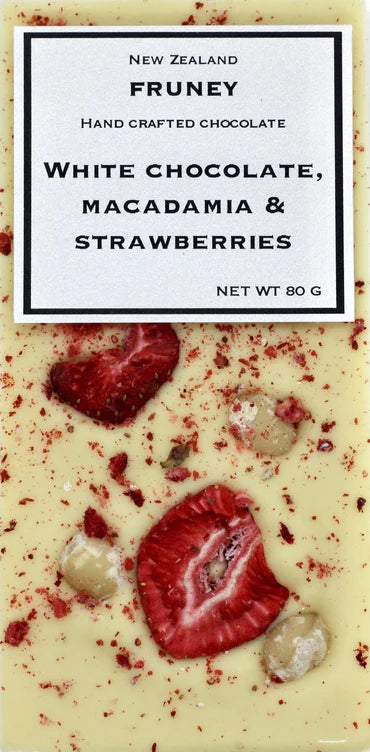 Fruney Chocolate | White chocolate, Macadamia & Strawberries