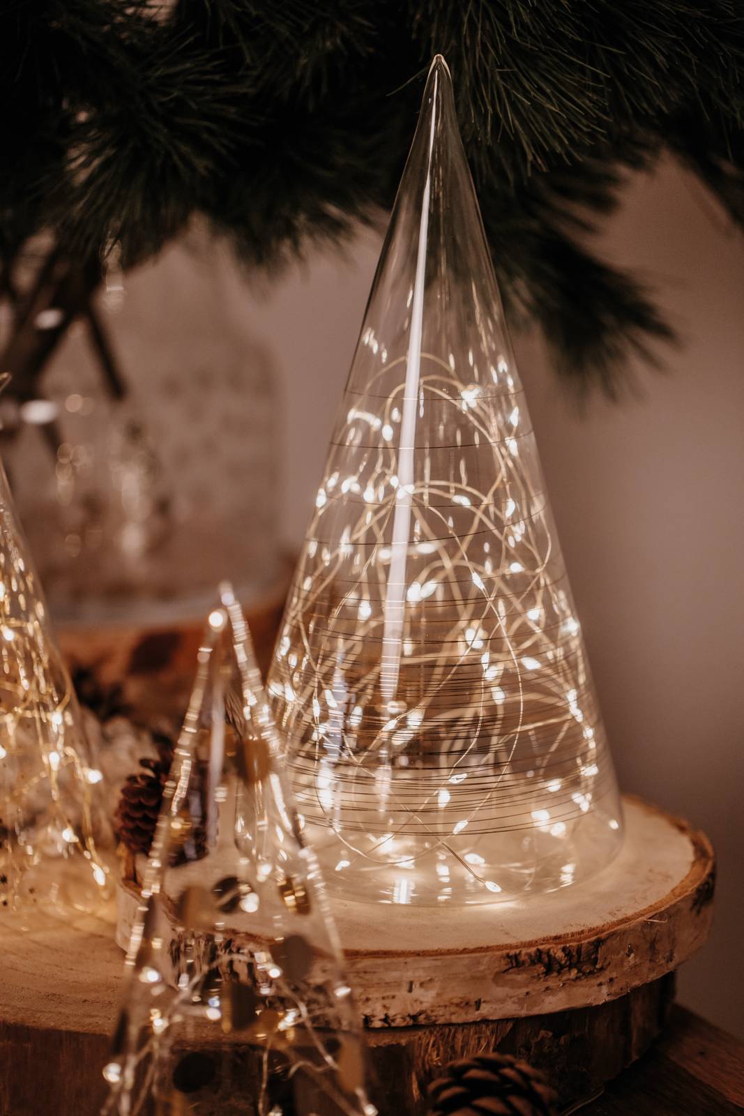 Räder - Gold Stars Fir Tree - Christmas Glass LED Light