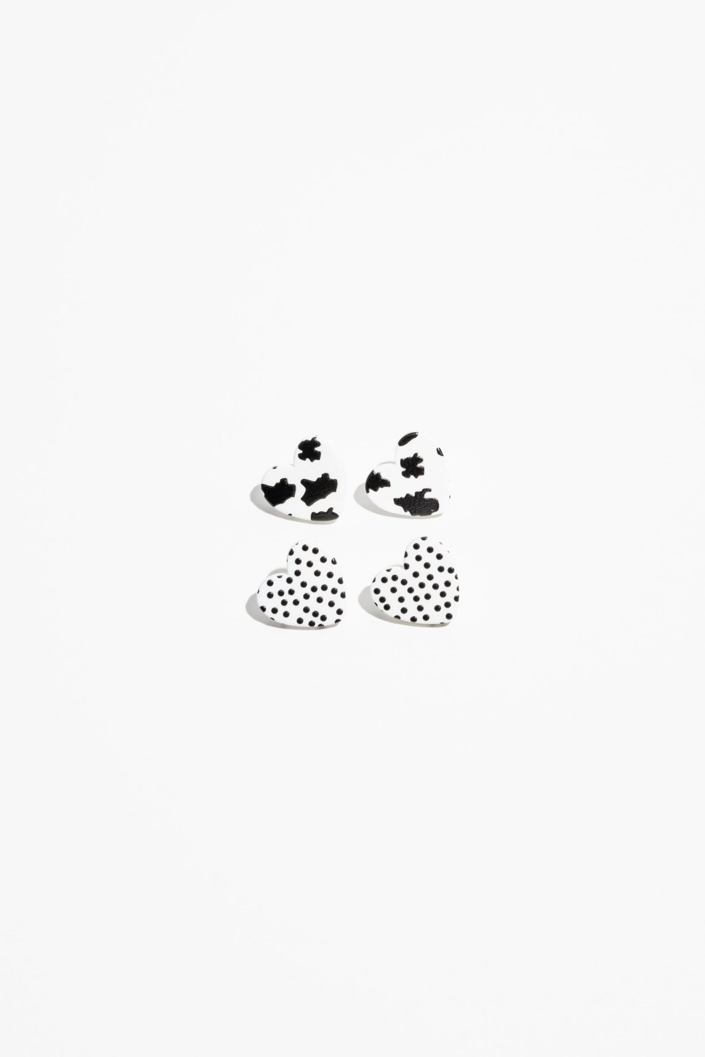 Caz Heart Stud Set - Monochrome