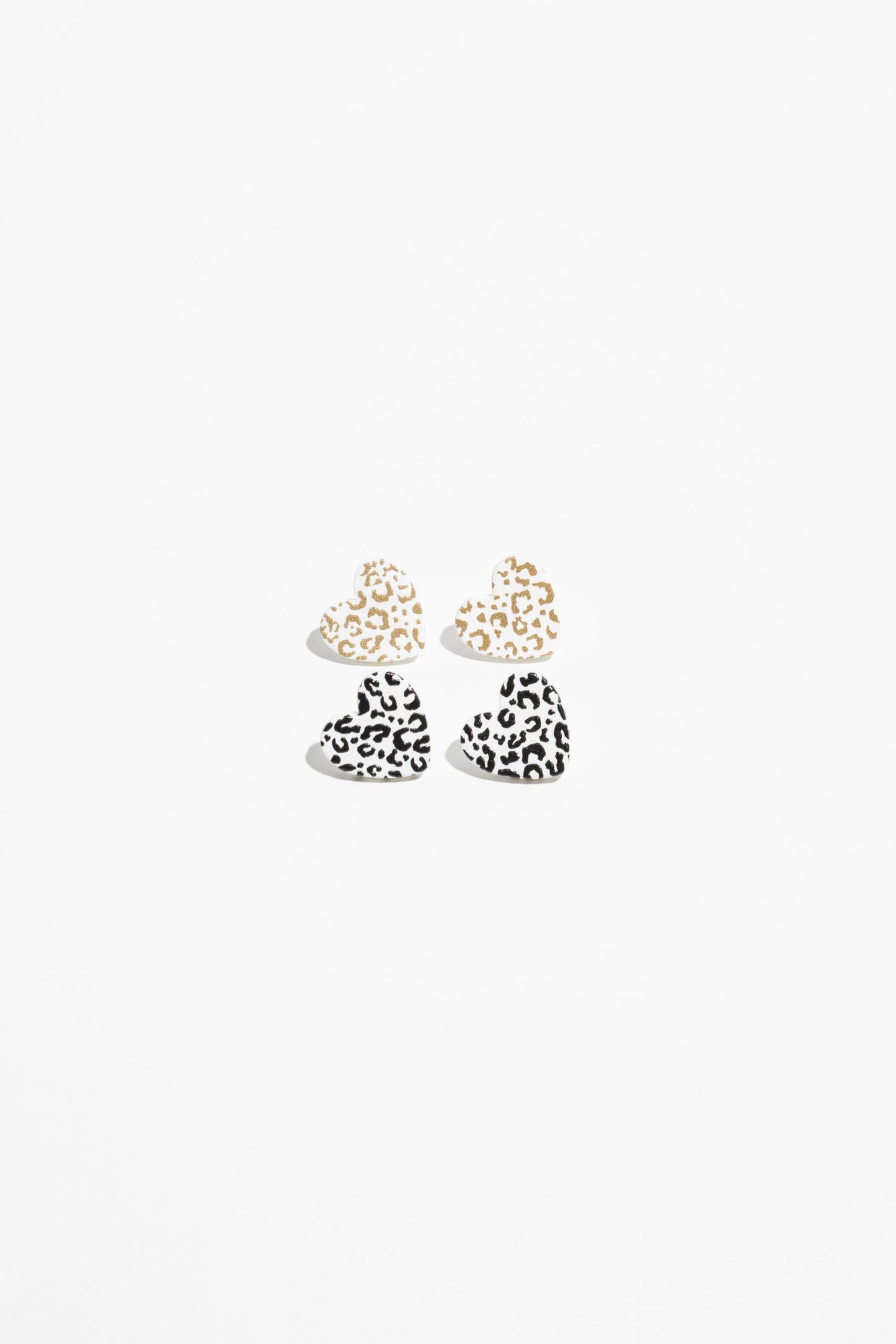 Caz Heart Stud Set - Leopard