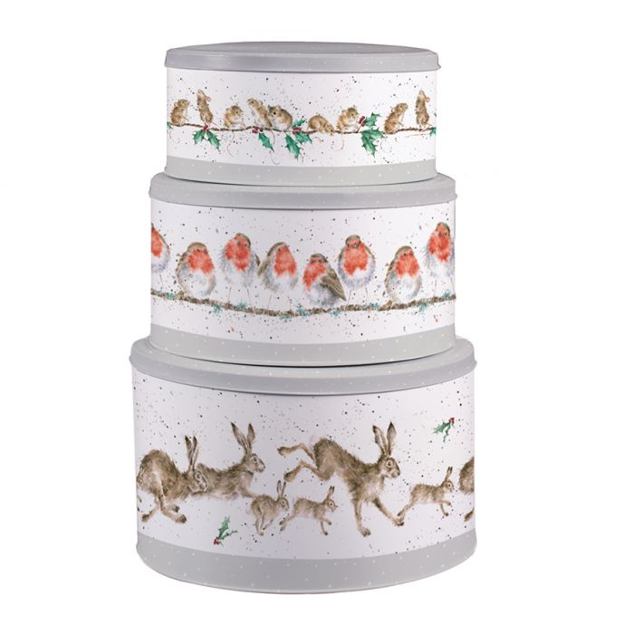 Wrendale Nest of 3 Christmas Cake Tins