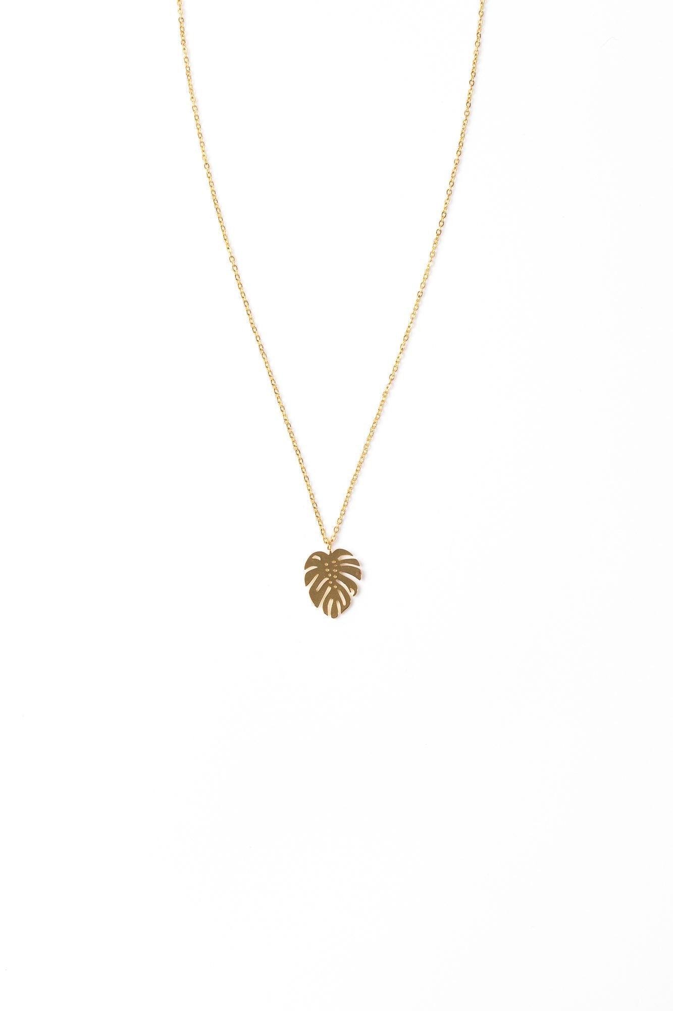 monstera deliciosa gold pendant Monstera Gold Necklace