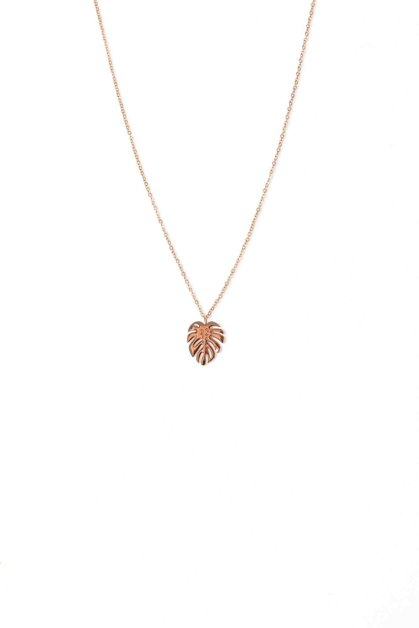 Monstera Rose Necklace