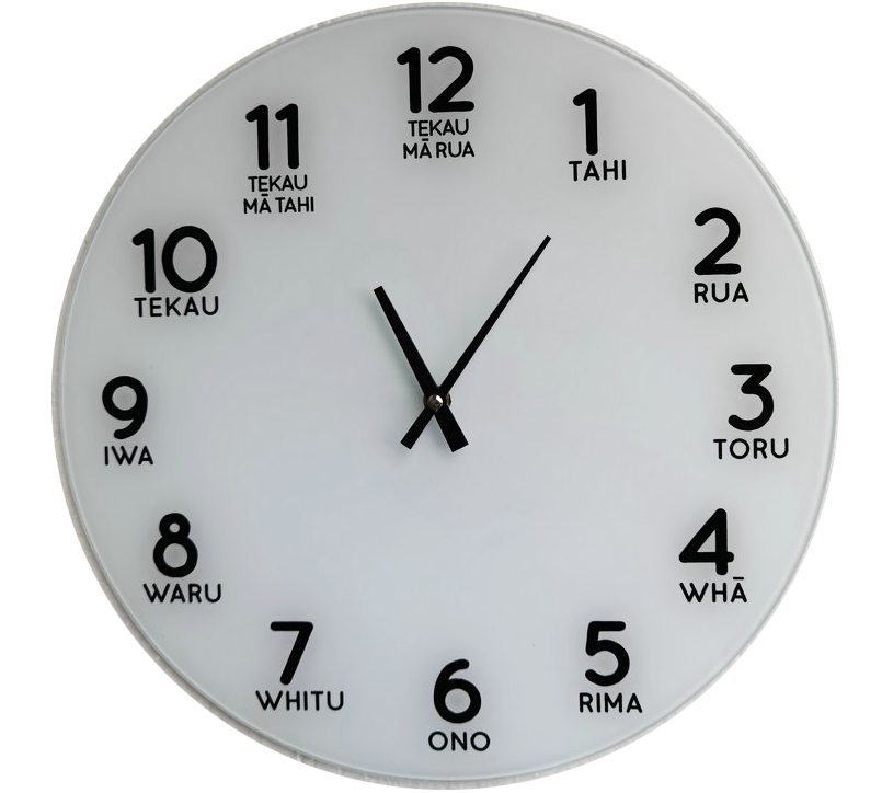 Te Reo Glass Numbers Clock