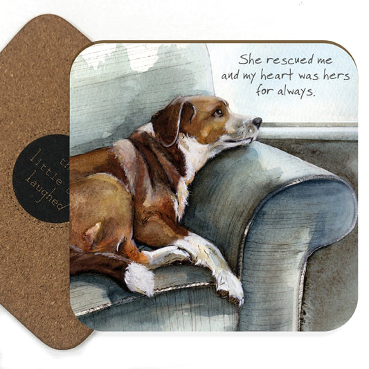 Little Dog Laughed - Rescued Me - Coaster