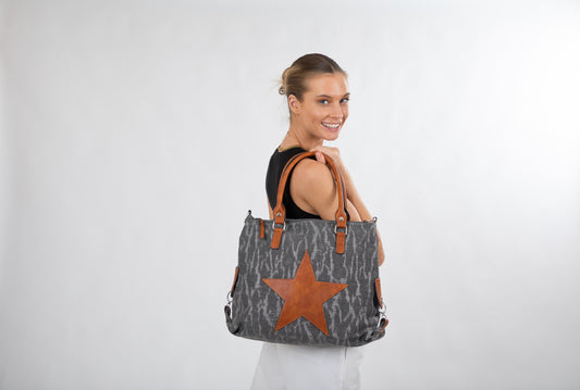 Sassy Duck Navajo Canvas Star Bag | Charcoal Grey