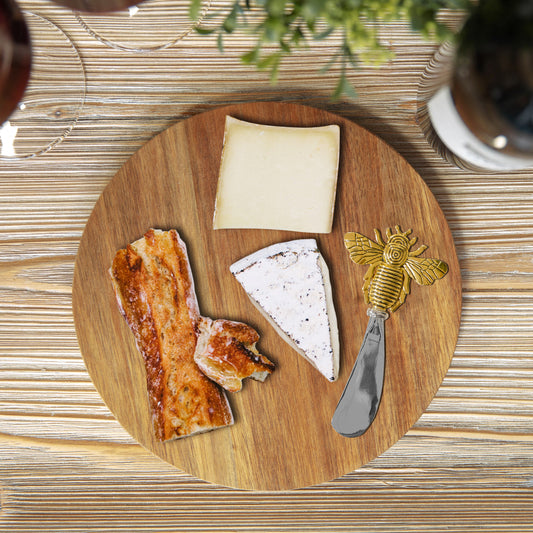 Cheese board with bee knife