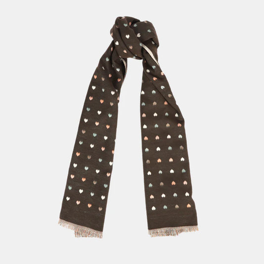 Hearts Double Sided Scarf - Coffee