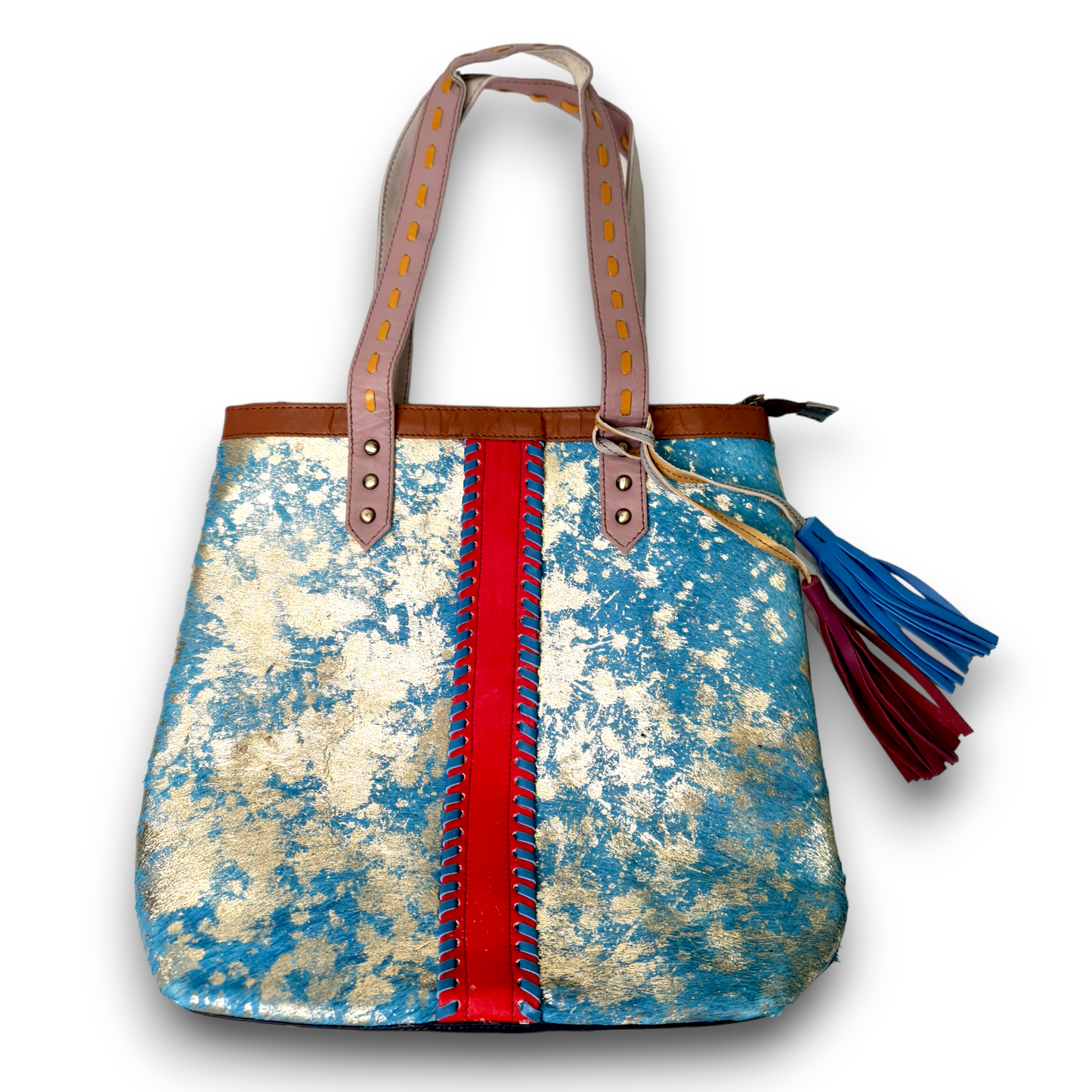 Hey Herbee | Parade Shopper Bag Blue Metallic-Red Stripe
