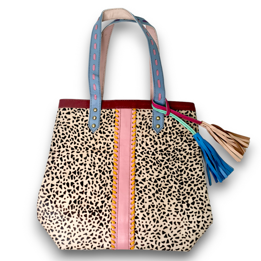 Hey Herbee | Parade Shopper Bag Blk/White Mini Print-Pink Stripe