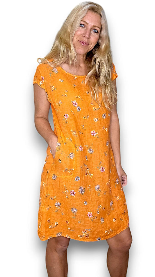 Bright Orange Windy Bloom Kennedy Dress