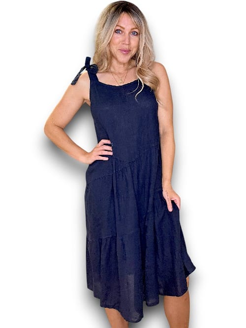 Helga May Navy Bow-Tie Summer Dress
