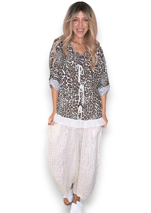 Leopard Trois Button Top