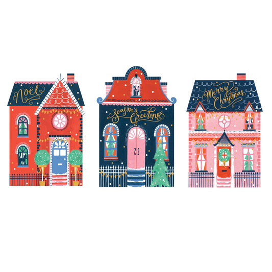 Boxed Christmas Cards Trio - Houses