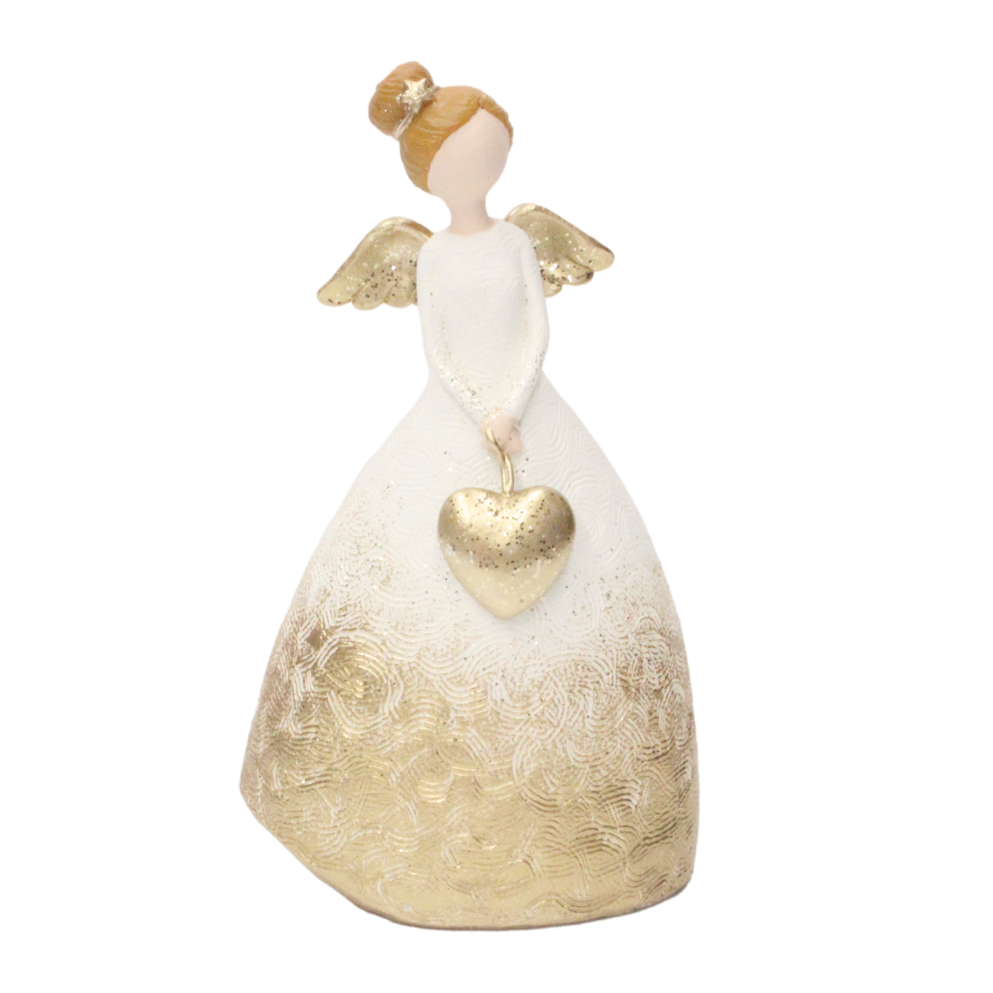 Angel with Gold Dress & Heart 23cm