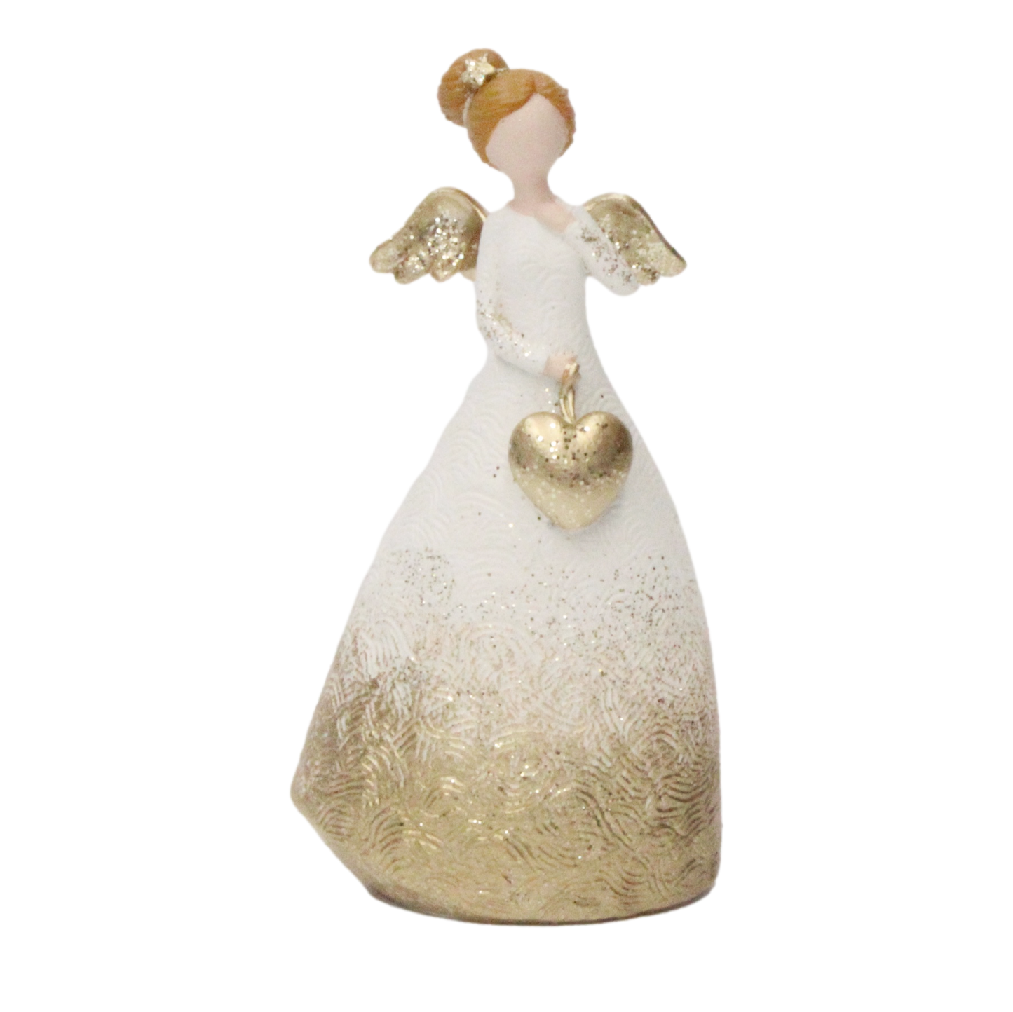 Angel with Gold Dress & Heart 18cm