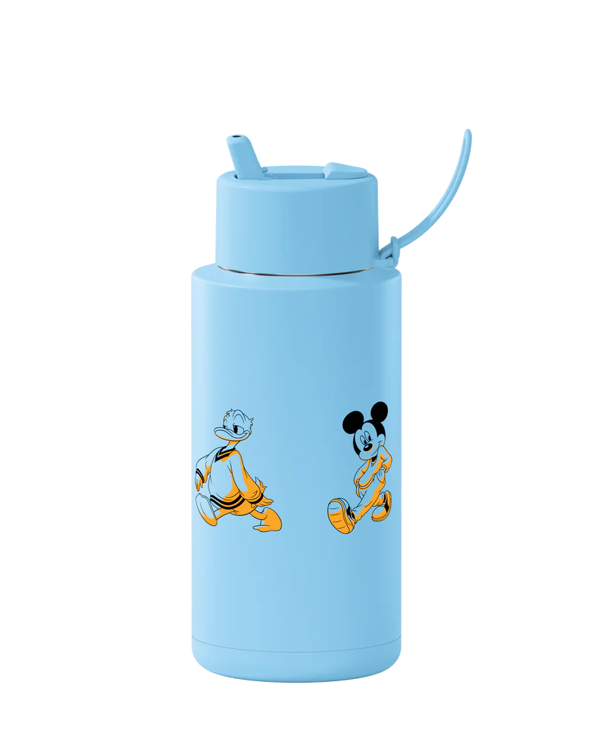 34oz SS Ceramic Reusable Bottle Mickey & Friends Sky Blue with Flip Straw Lid