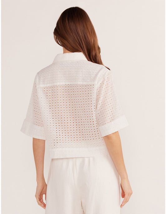 FRIDA BRODERIE CROP SHIRT