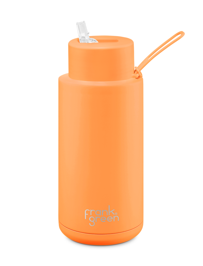 Frank Green Ceramic Reusable Bottle 1 litre | Neon Orange